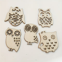 10pcs Wooden Owl Mix Shapes 1.5in DIY Perfect for Painting & Decoration