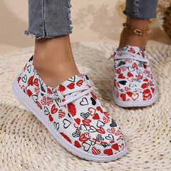 Women's Skateboard Shoes Hearts & Patterns Flat Lightweight Lace-up Canvas Shoes