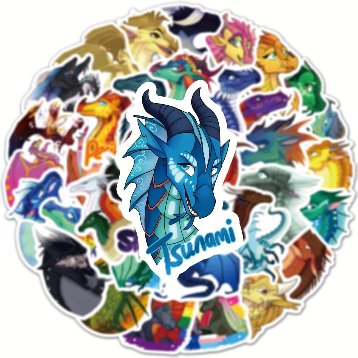 60pcs Fire Wing Dragon Anime Phone Case Stickers Waterproof DIY Decoration