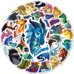 60pcs Fire Wing Dragon Anime Phone Case Stickers Waterproof DIY Decoration