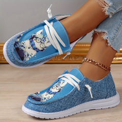 Cartoon Cat Pattern Flat Women's Casual Shoes