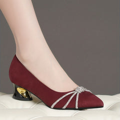 Women's Chunky Heel Pumps Pointed Toe Stylish Shoes