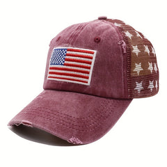 Unisex Adjustable Breathable Mesh Baseball Cap with US Flat Embroidery