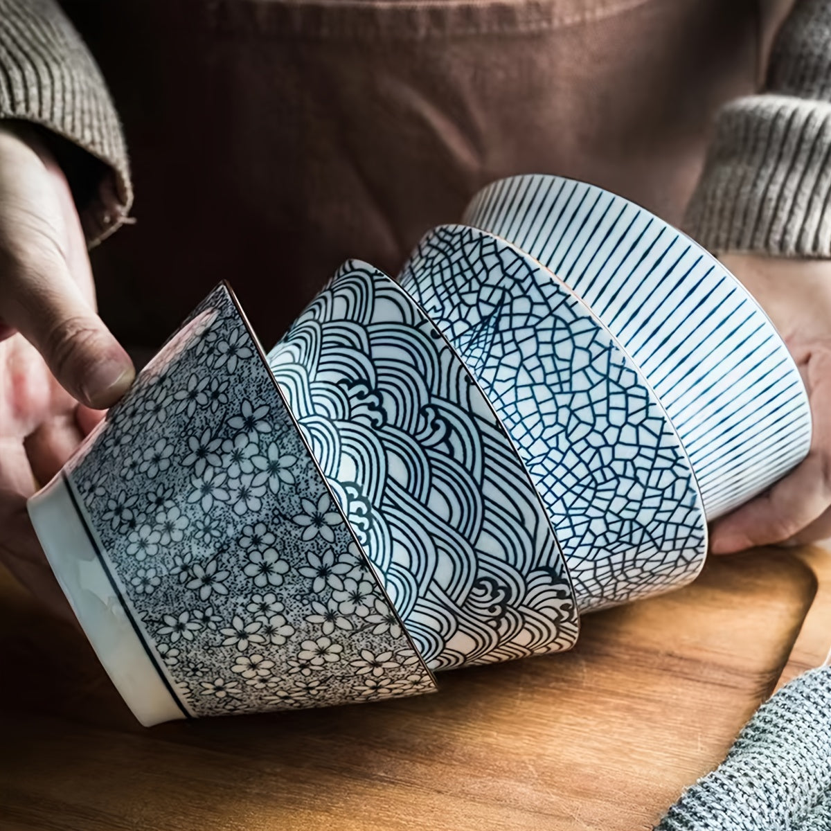 Japanese Style Ceramic Bowl Set for Ramen Noodles and Soup