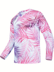 Men's Leaf Pattern Print V Neck Tee Spring Fall Outdoor