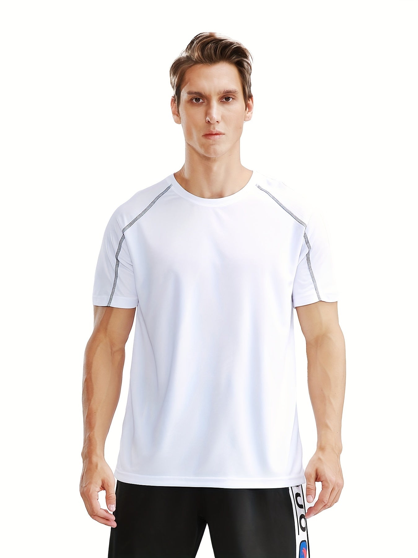 Men's Active Stretch Crew Neck Tee for Outdoor Activities
