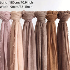 Crinkle Hijab Long Sunscreen Shawl Frayed Edge Wrap Classic Turban