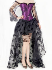 Punk Corset Dress Set Off Shoulder Lace Court Bustier Tops & Low Skirt