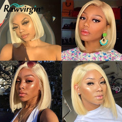 Honey Blonde Short Bob Wig 150 Density Brazilian Virgin Hair