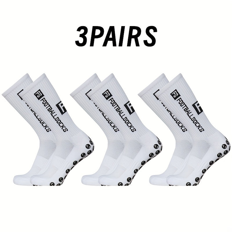 3 Pairs Soccer Mid Calf Socks Breathable Sweat Absorbing Non Slip