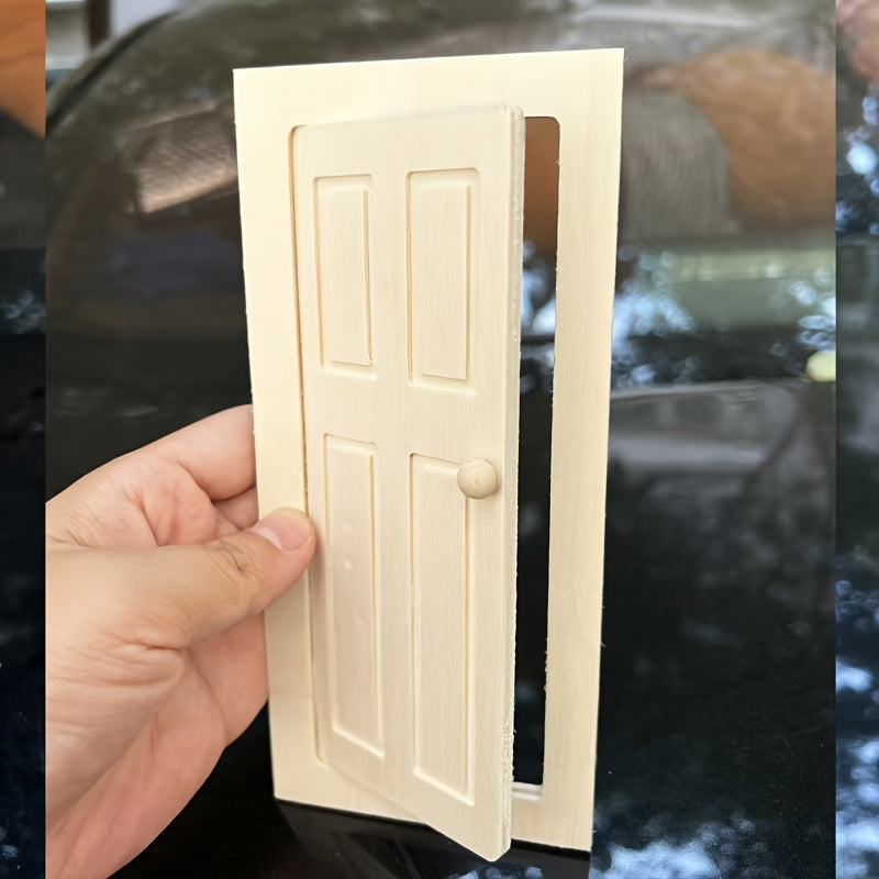 1:12 Scale Wooden Dollhouse Door, Hinges & Knob, Light Wood Finish