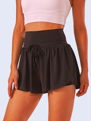 Women's High Waist Sports Shorts Drawstring Non slip Skort