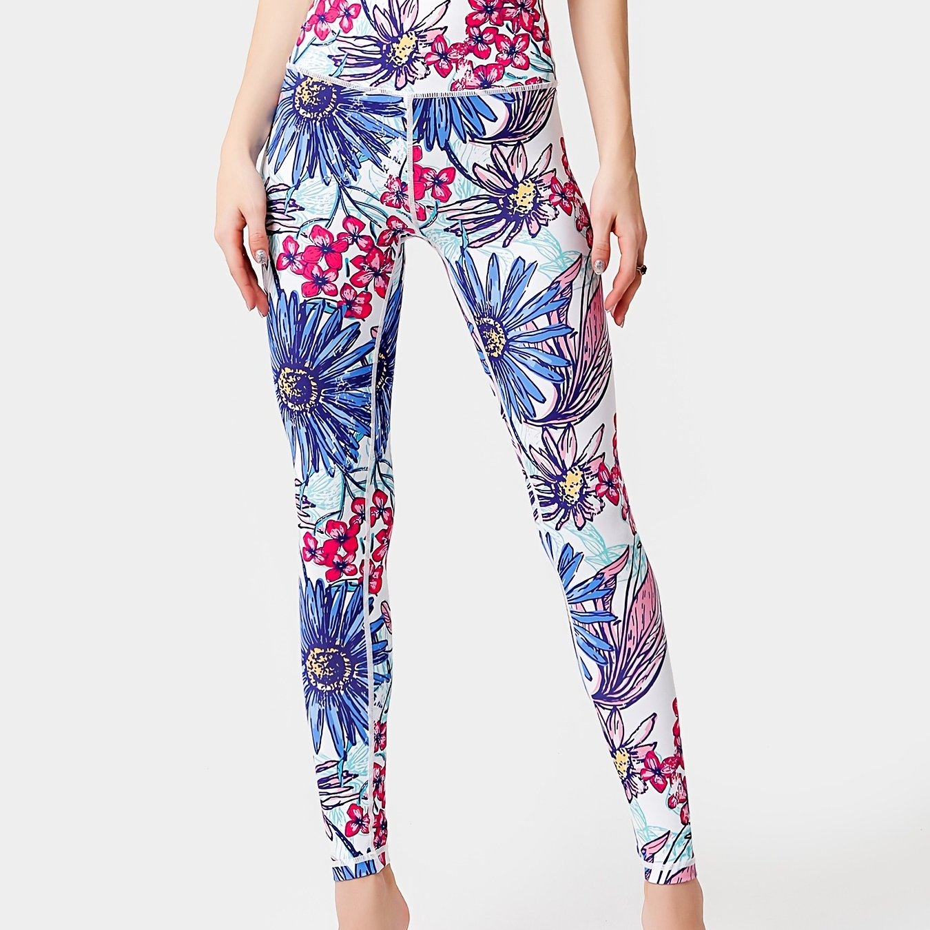 Floral Yoga Leggings High Waist Sports Pants Women's Activewear