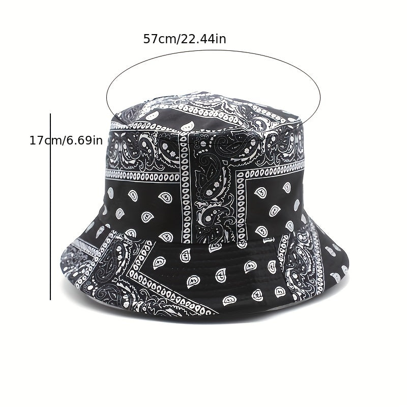 Paisley Pattern Reversible Bucket Hat for Outdoor