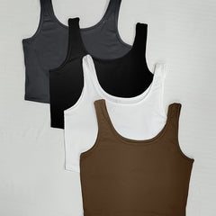 4 Pack Y2K Crop Tank Tops Sleeveless Summer Women's Clothing