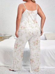 Floral Print Pajamas Set Women's Top & Pants Two Piece Set