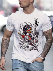 Men's Devil Pattern Sports T shirt Casual Stretch Round Neck Tee Shirt