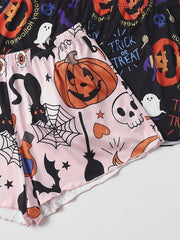 3 Pack Plus Size Y2K Halloween Pajama Bottoms Set: Pumpkin & Skull Print