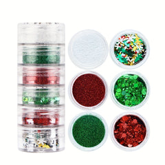 6pcs Christmas Sequins Red Green Glitter Flakes For Resin Mold Fillings