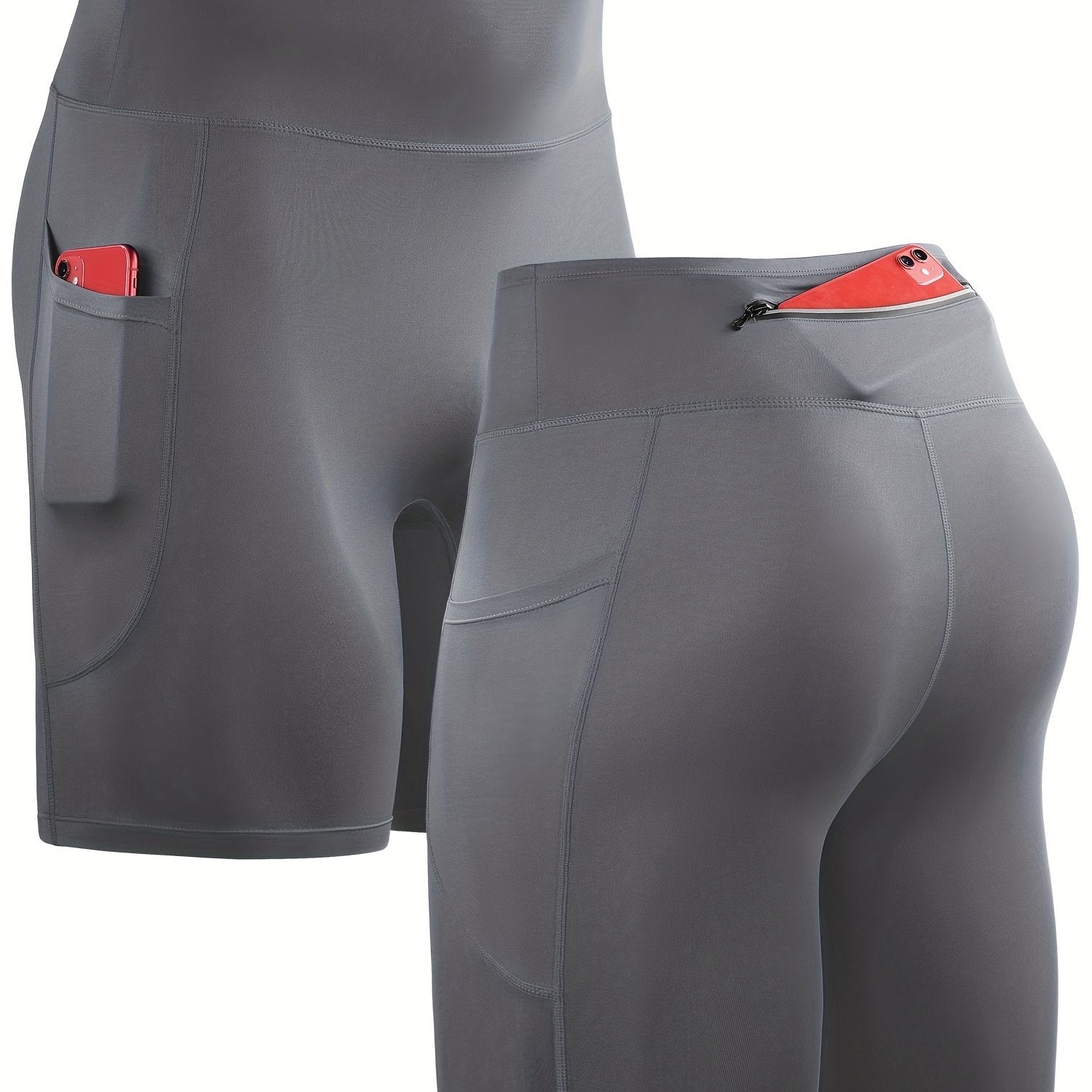 Men's Quick Dry Sports Shorts With Pockets High Stretch Compression Pants