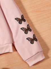 Girls' Butterfly Print Zipper Hoodie for Outdoors