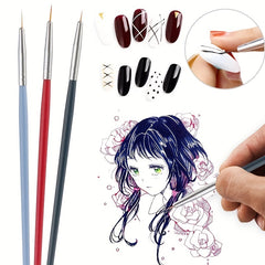 3pcs Nylon Painting Brushes Wood Handle Paint Brush Fine Line Drawing Pen
