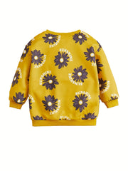 Girls' Flowers Allover Print Casual Sweatshirt Top
