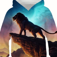 Boy's 3D Lion Print Hoodie Casual Hooded Sweatshirt