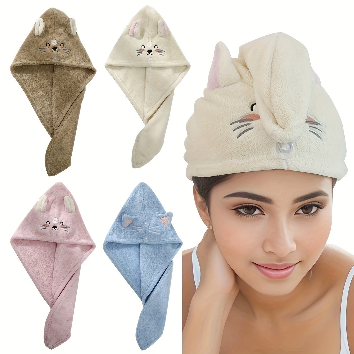 Coral Fleece Hair Drying Cap Soft Quick Drying Towel Cap