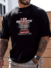 Christian Pattern Print Men's Graphic Crew Neck T shirt