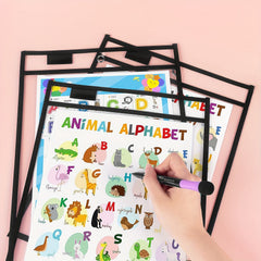 Dry Erase Pockets Plastic Sleeve Reusable Sheet Protectors Ticket Holders