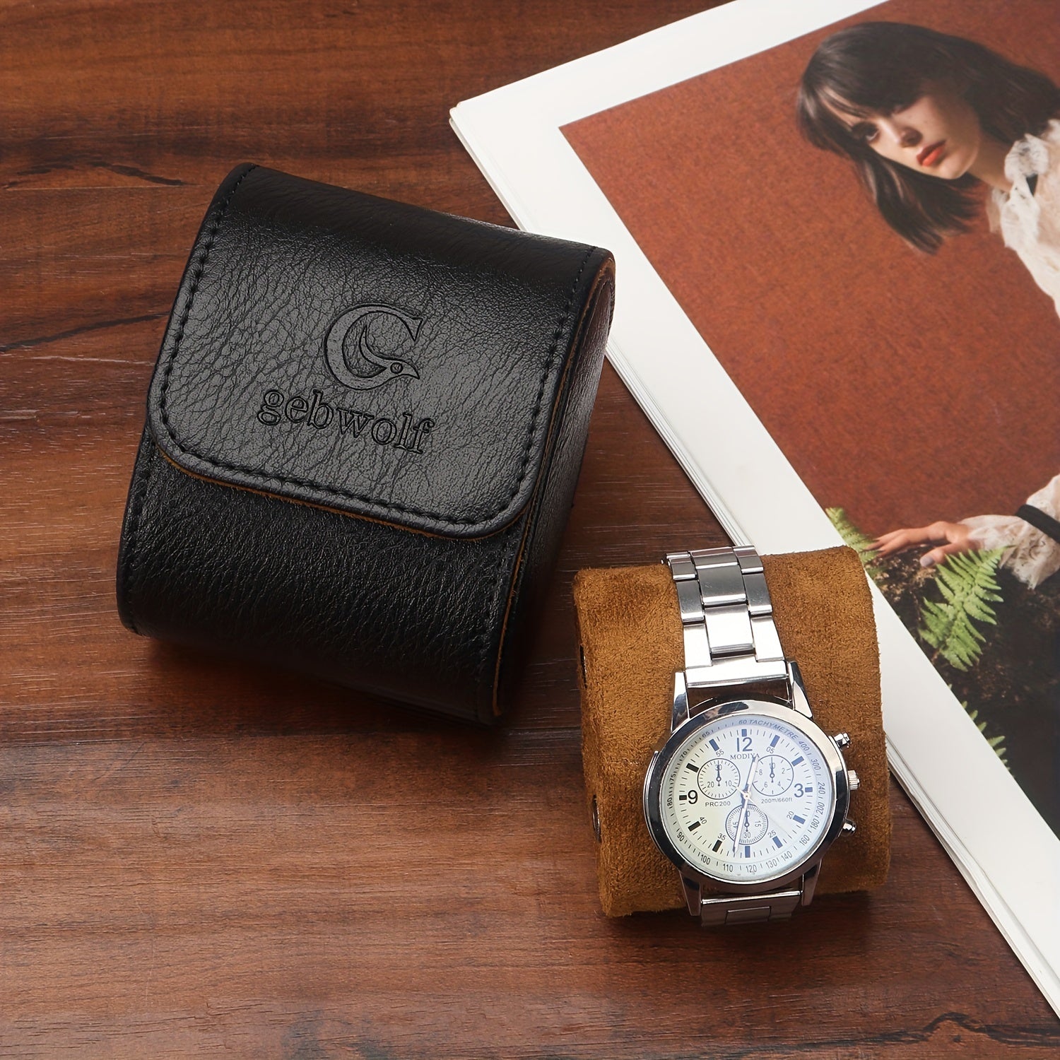 WESSLECO PU Leather Watch Storage Box Single Watch Case Holder