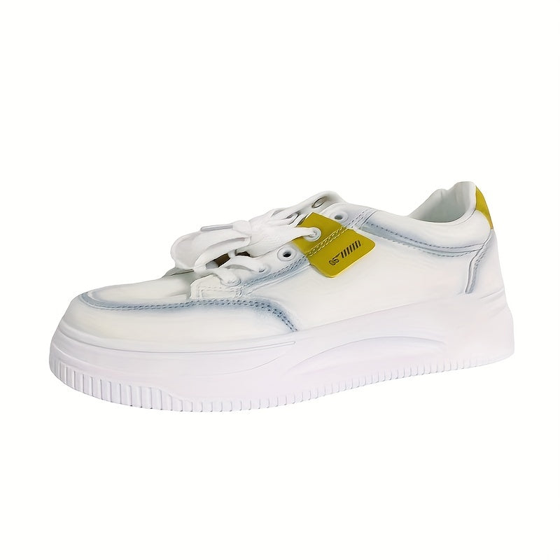 Women's Low Top Faux Leather Skate Shoes Thick Bottom Sneakers