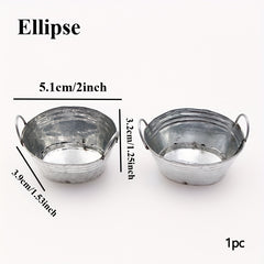 Miniature Iron Buckets & Basins Set for Dollhouse, Succulent Planters & Props