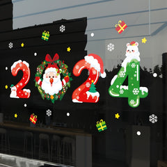 Christmas Wall Stickers Glass Door Santa Claus Window Stickers