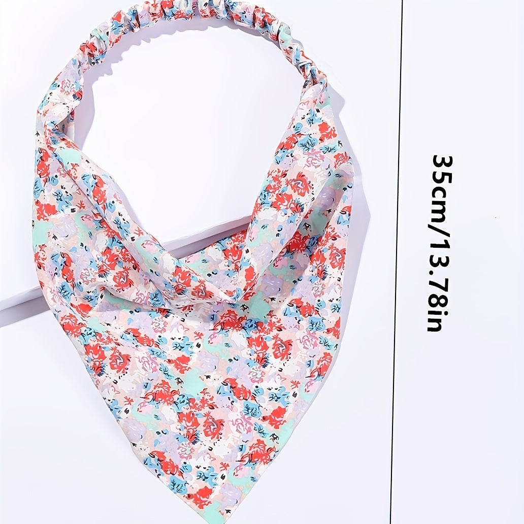 3pcs Floral Triangle Scarf Headband Elastic Turban Bandana Women Head Wrap