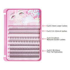 Individual Eyelashes Mixed 4 Types w/ Glue 296pcs