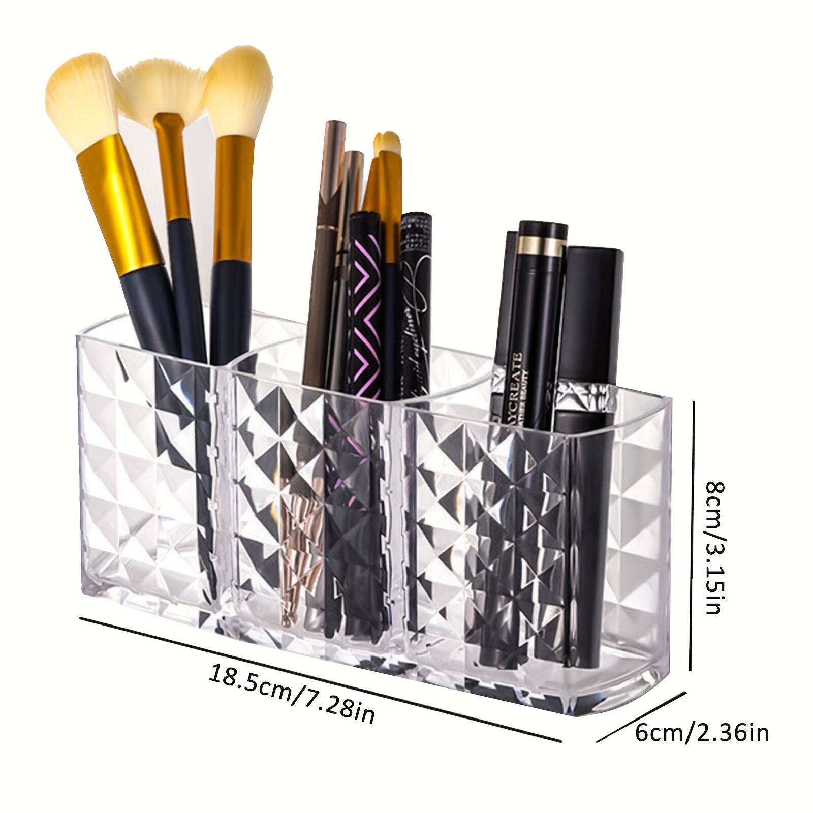 Acrylic Cosmetic Organizer for Eyebrow Pencils and Brushes - Makeup Storage Box