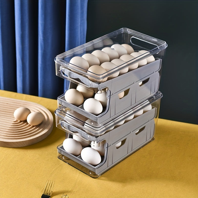 Slide Egg Holder Refrigerator Egg Storage Box Double Layer Stackable Gray Orange