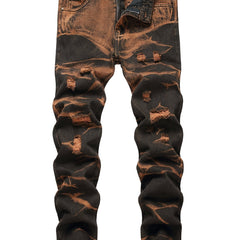 Tie-dye Ripped Jeans Men's Street Style Denim Pants