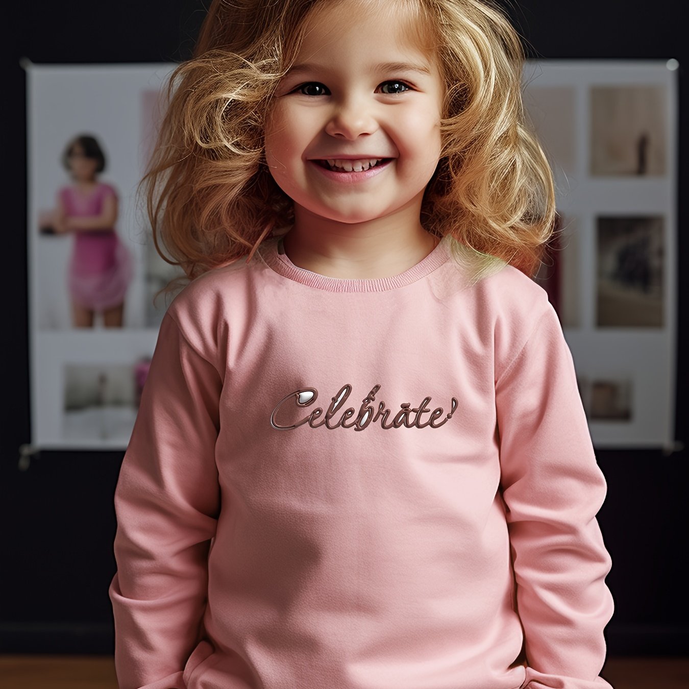 Breathable CELEBRATE Graphic Crew Neck Long Sleeve Sweatshirt Pullover
