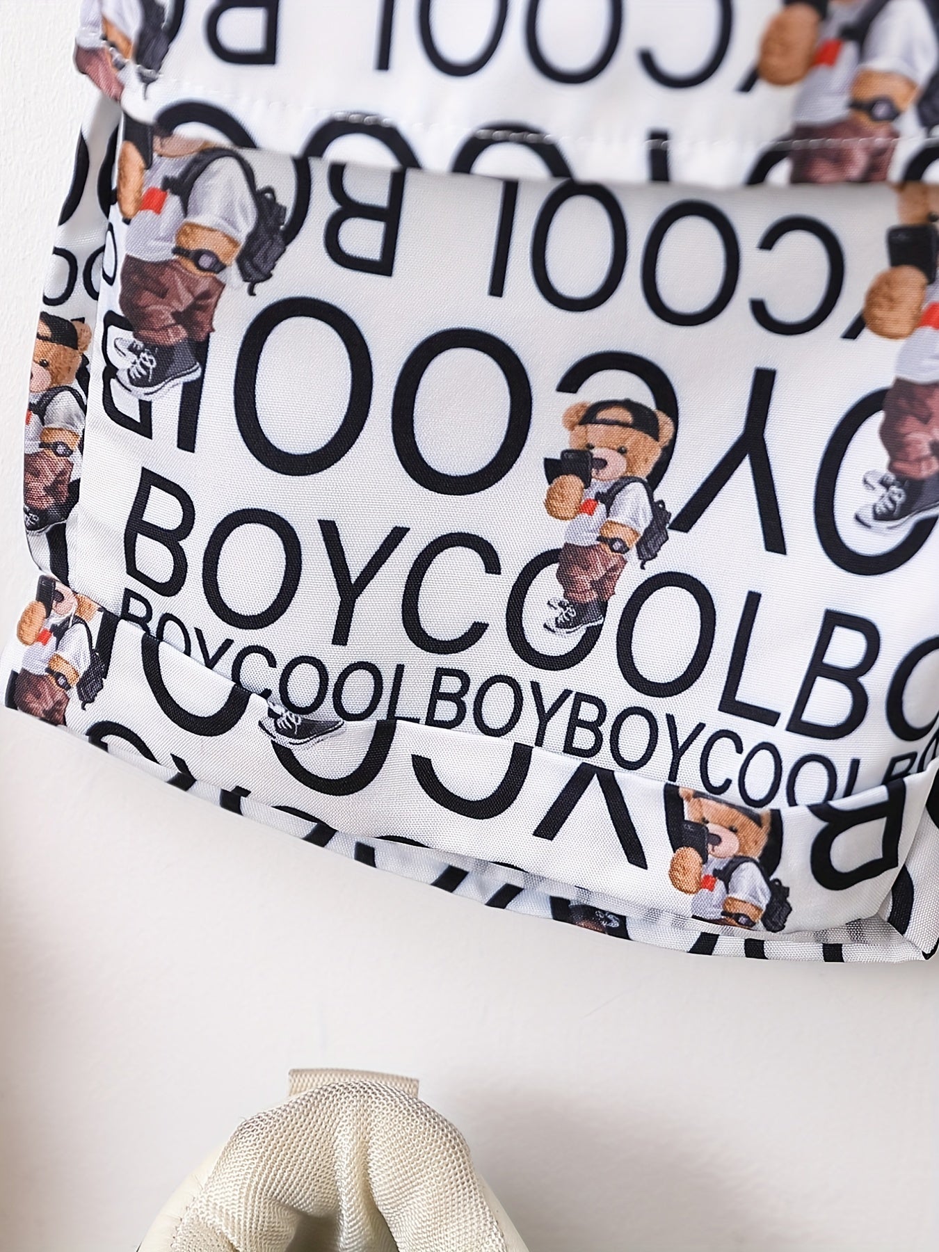 Boys Letter & Bear Print Outfit Short Sleeves Shirt & Shorts Set