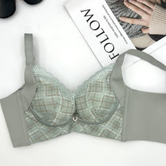 Plaid Lace Push Up Bra Breathable Intimates Women's Lingerie