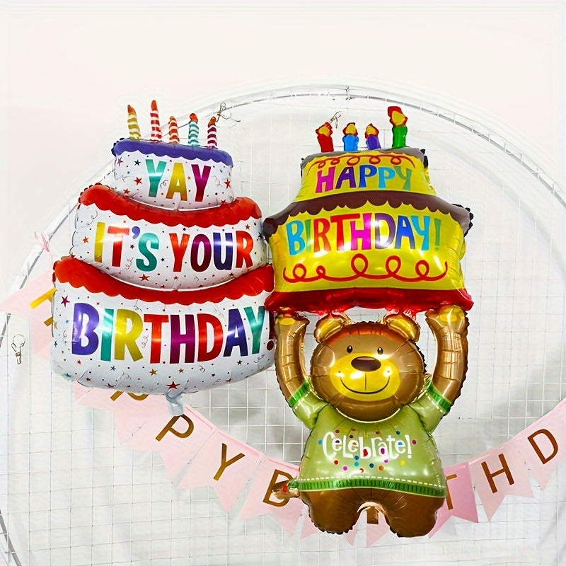 1pc Three Layer Birthday Cake Balloon Holder Brown Bear