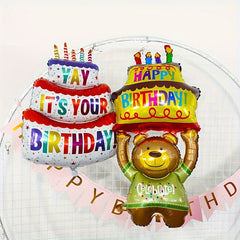1pc Three Layer Birthday Cake Balloon Holder Brown Bear