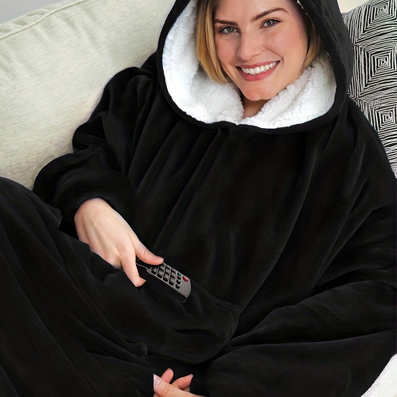 Fleece Cozy Warm Hooded Nightgown with Pockets