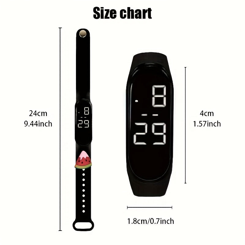 3pcs Fruit Collection Digital Watch Set for Men and Women