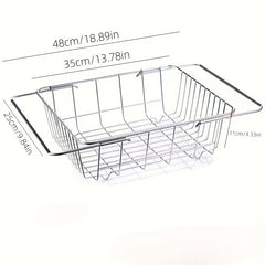 Kitchen Sink Drain Basket Telescopic Tableware Drain Rack