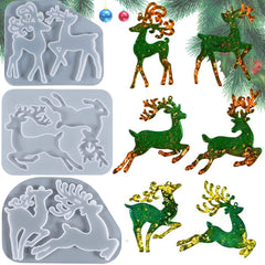 3Pcs Christmas Elk Molds for Resin Casting