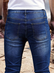 Slim Fit Ripped Jeans Mens Distressed Stretch Denim